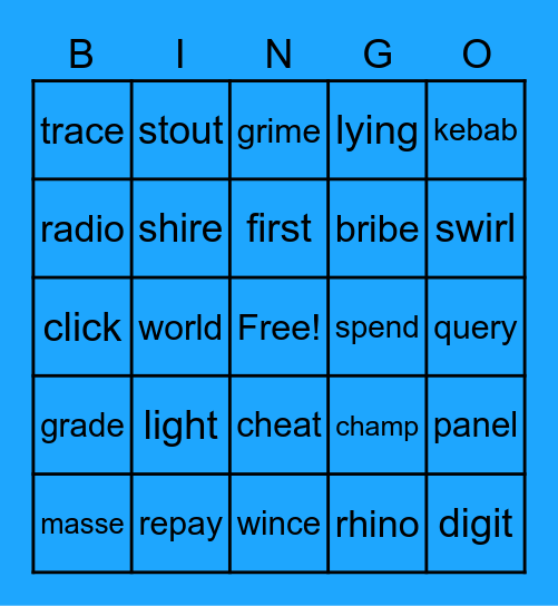 BingOrdle Bingo Card