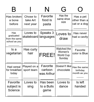 Wildcat Bingo Card