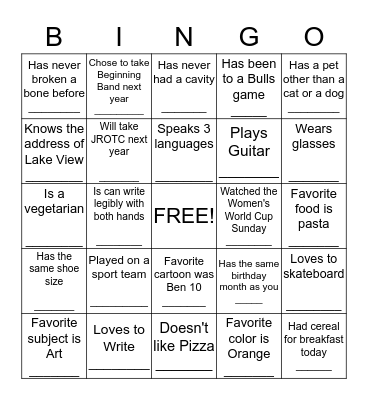 Wildcat Bingo Card