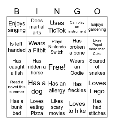 6PS ~ Getting to know you Bingo Card