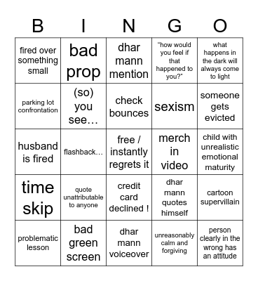 dhar mann bingo Card