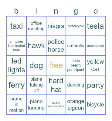 window bingo Card