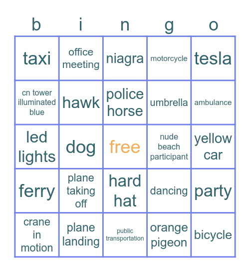 window bingo Card