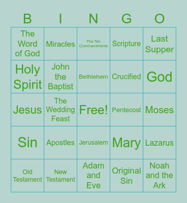 Bible Bingo! Bingo Card