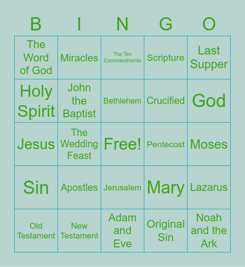 Bible Bingo! Bingo Card