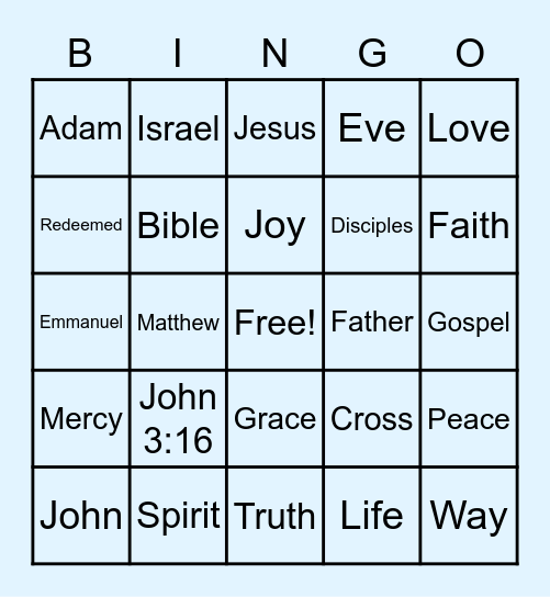 Gospel Night Bingo Card