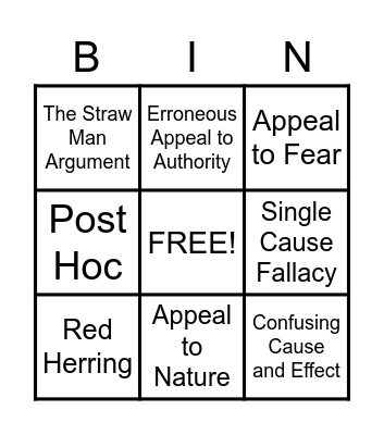 Logical Fallacy Bingo Card