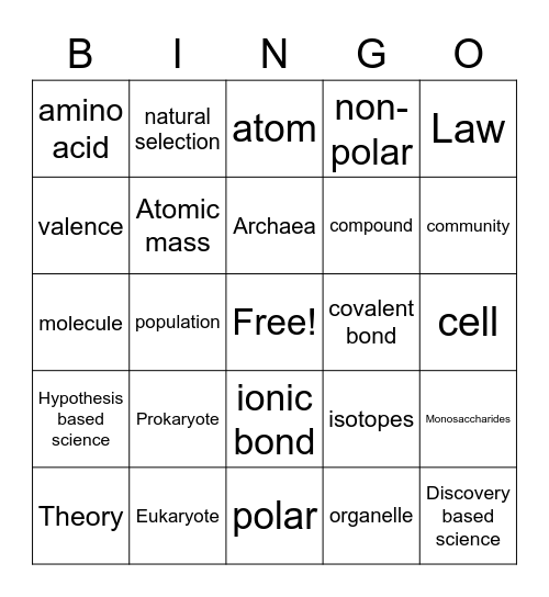 Week 2 bingo Card