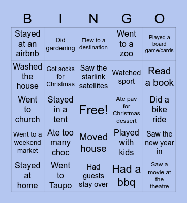 Holiday Bingo Card