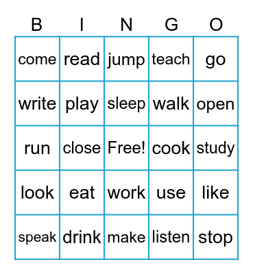 Verb1 -Eiken 5th- Bingo Card