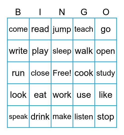 Verb1 -Eiken 5th- Bingo Card