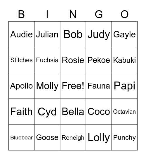 ACNH Villagers🌈 Bingo Card