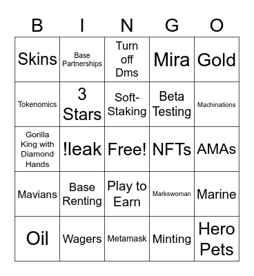 Sizzle Mavian Bingo Card