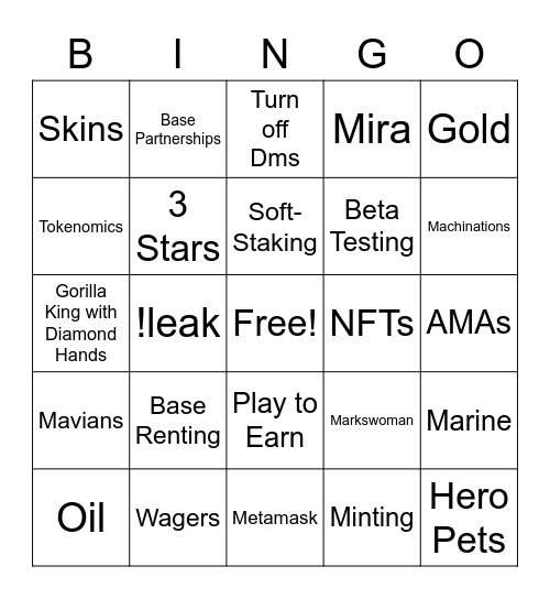 Sizzle Mavian Bingo Card