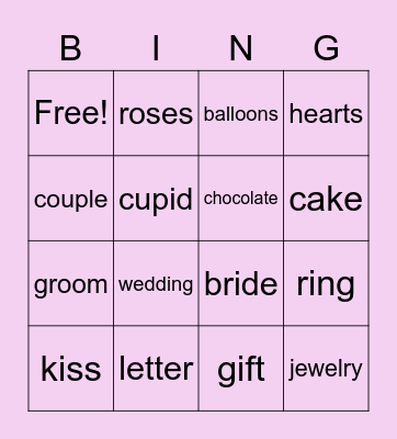 Saint Valentine's Day Bingo Card
