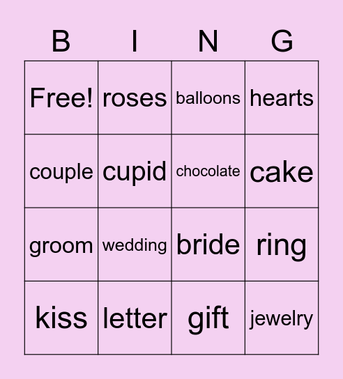 Saint Valentine's Day Bingo Card
