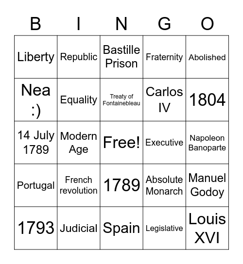 Modern Ages Bingo Card