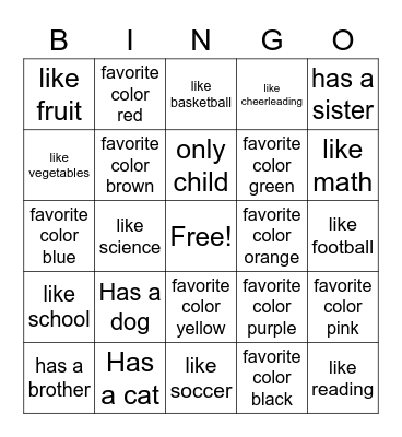 Get to KNOW you Bingo Card