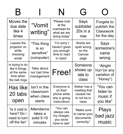 ADV Comp Bingo 1/31-2/4 Bingo Card