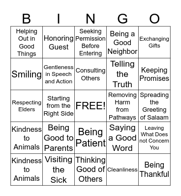 I have Akhlaaq! Bingo Card