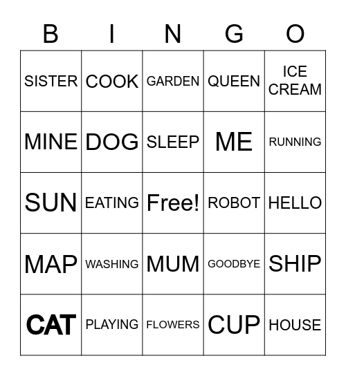 VOCABULARY REVIEW Bingo Card