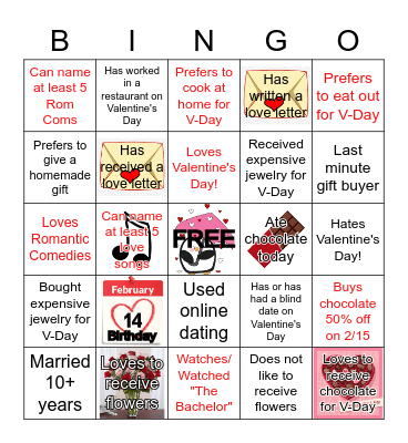 Valentine's Day BINGO Card