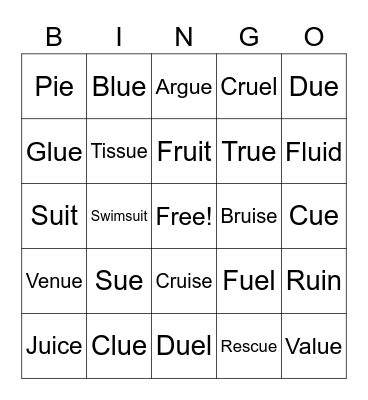 Bingo UE and UI Bingo Card
