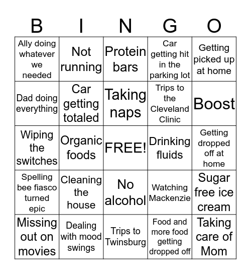 Remission Bingo Card