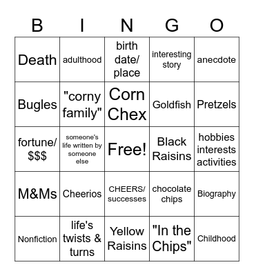Biography BINGO Card