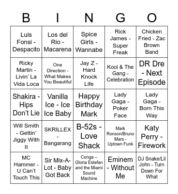 A Little Bit Of Everything Bingo Card