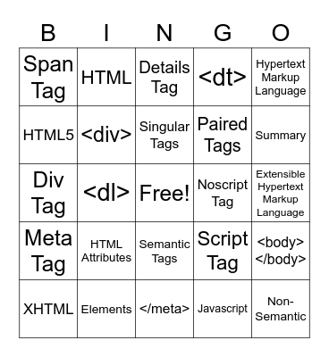 MTA:383 Chapter 1 Vocabulary Bingo Card