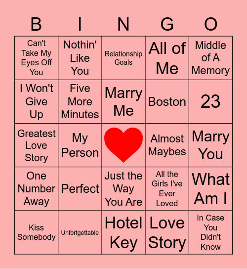 Valentine Bingo Card