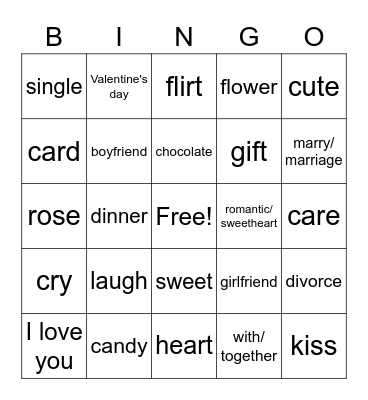 Valentine's Bingo Card