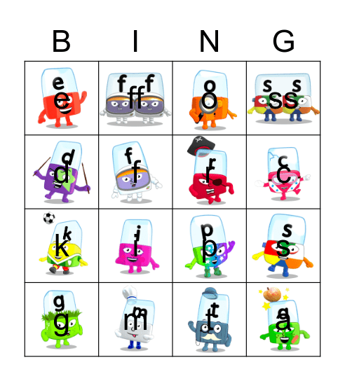 Alphablocks Phase 2 Bingo Card