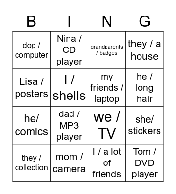 have got has got Bingo Card