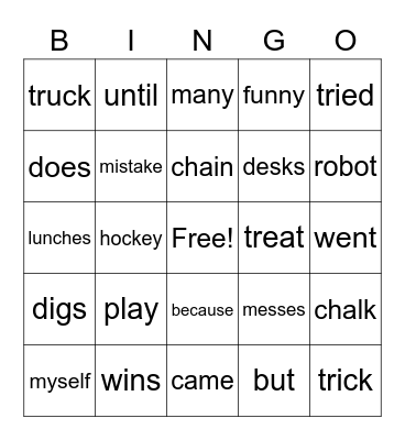 Zak and Andrew Bingo Card
