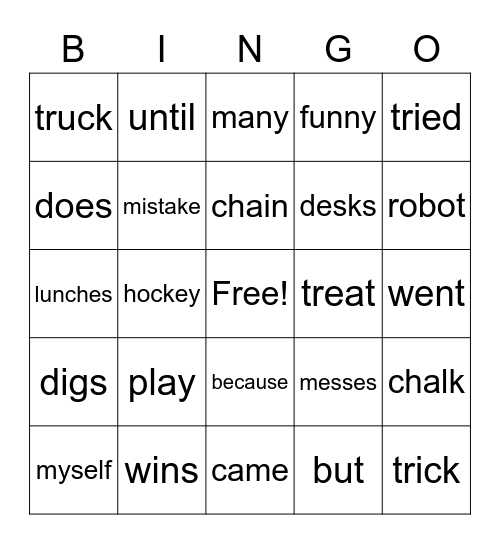 Zak and Andrew Bingo Card