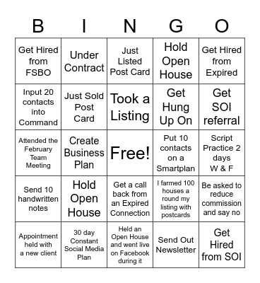 Lovin' on Listings, Listing CONTEST Bingo Card
