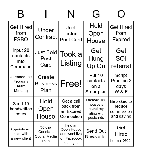 Lovin' on Listings, Listing CONTEST Bingo Card