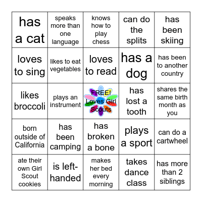 Girl Scout Bingo Card