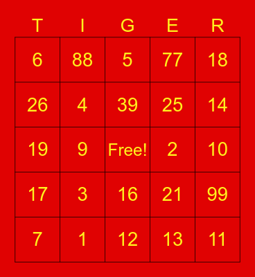 Lunar New Year Bingo Card Bingo Card