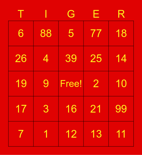 Lunar New Year Bingo Card Bingo Card