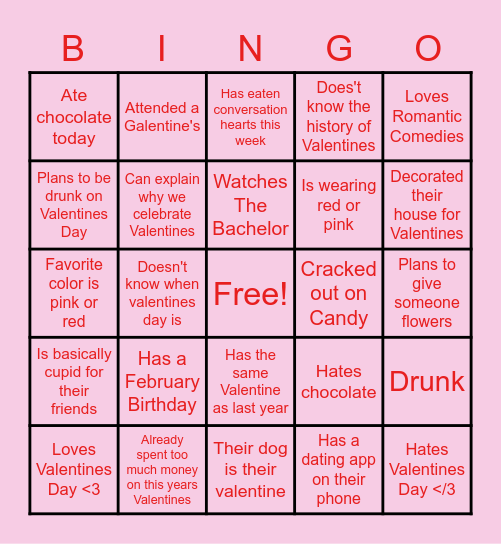 Galentines Bingo <3 Bingo Card