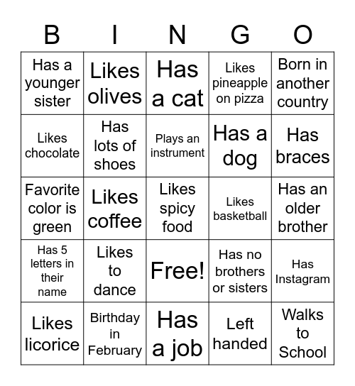 Find Someone Who... Bingo Card