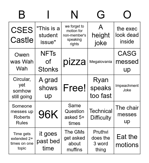 WSGM 2022 Bingo Card