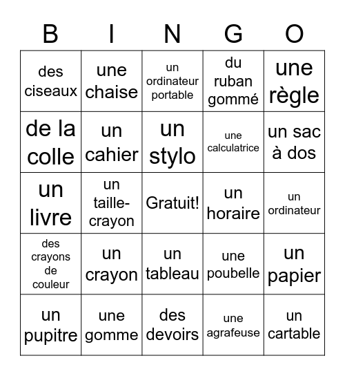 Les objets de la classe Bingo Card