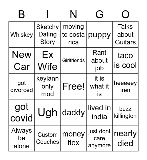 Gossip Bingo Card