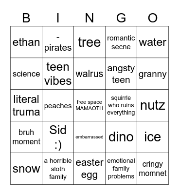 ice age bingo Card
