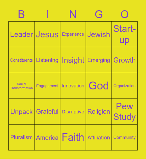 Clal Bingo Card