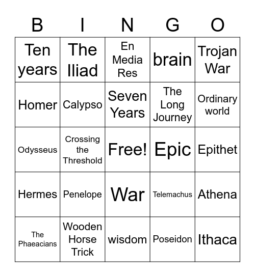 Odysseus BINGO! Bingo Card